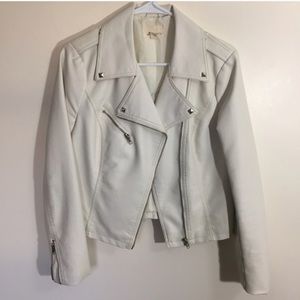White Leather Moto Jacket